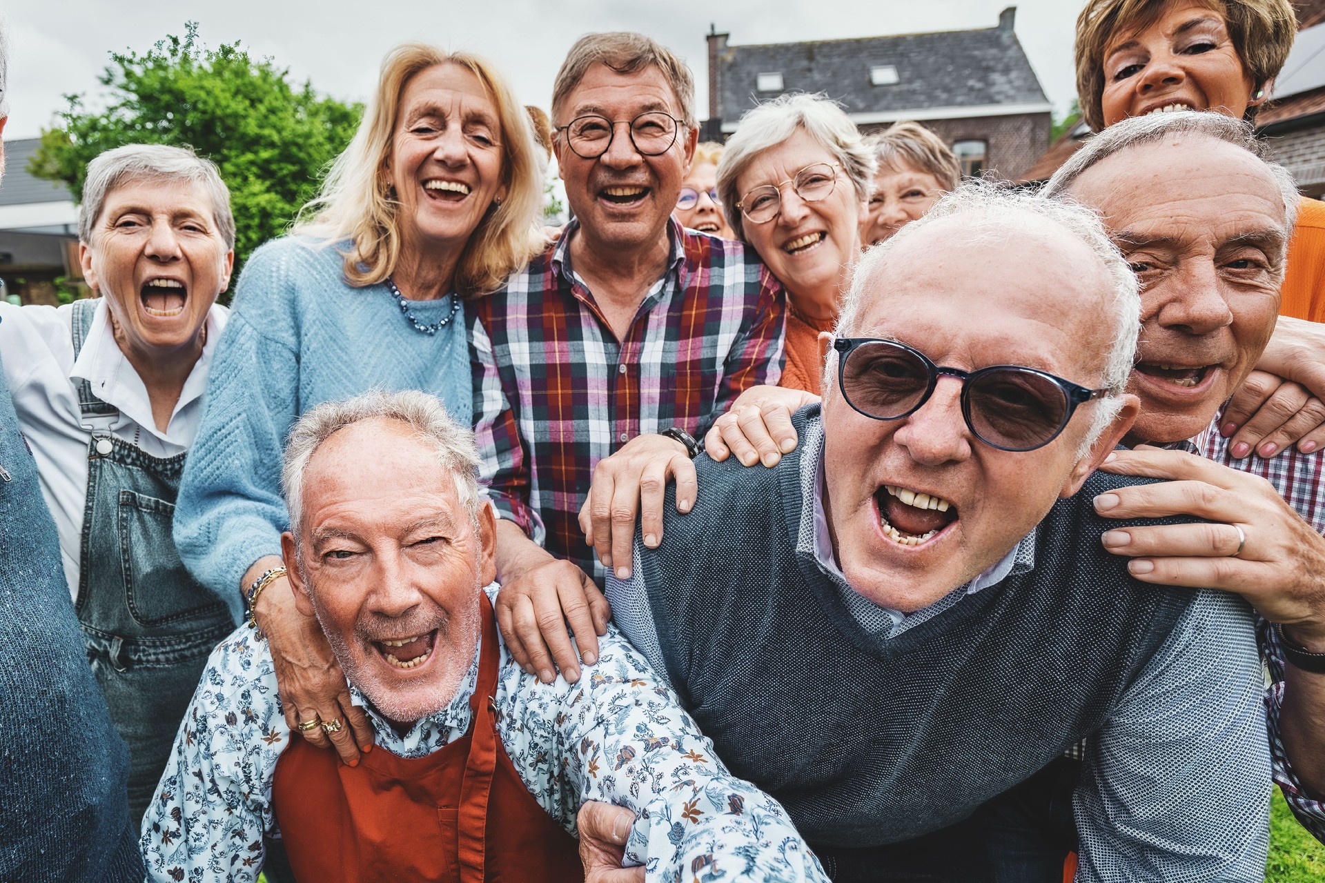 Joyful Seniors Taking a Group Selfie